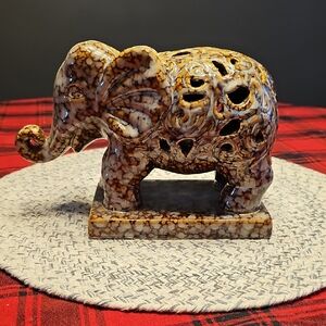 Intricate Brown Elephant Sculpture